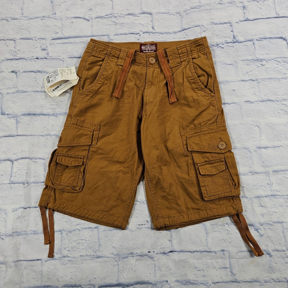 Matchstick Cargo Shorts MEN 30 Brown Cotton Multi Pocket Rugged Gorpcore Utility